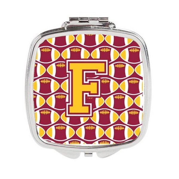 Carolines Treasures Letter F Football Maroon and Gold Compact Mirror CJ1081-FSCM